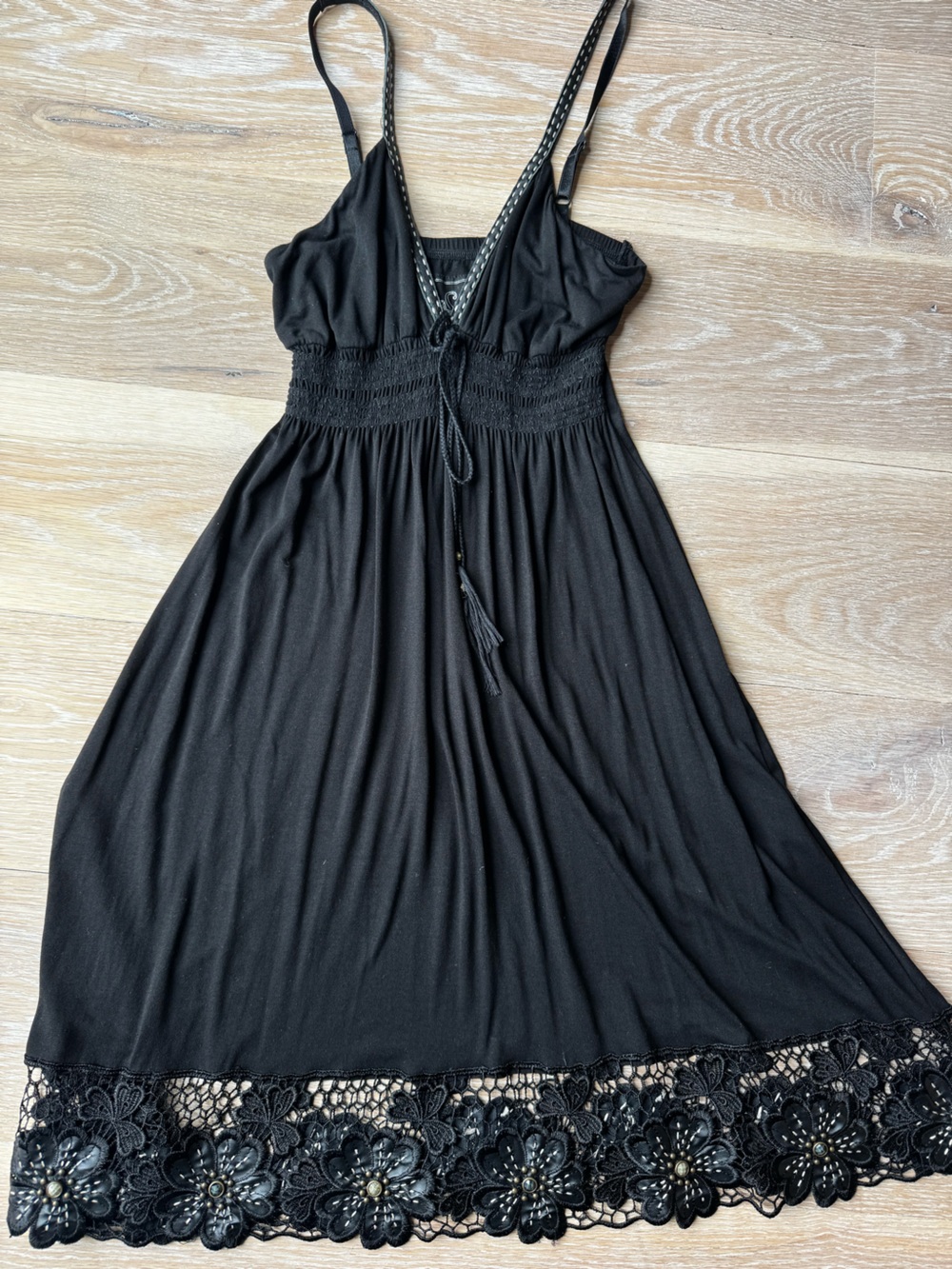Soul Revival size M vintage flowy mini dress with genuine leather details